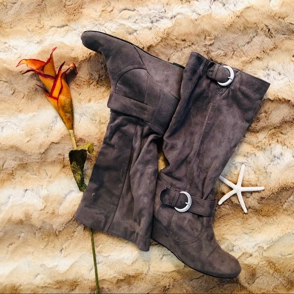 Aldof gray wedge heel boots - Picture 3 of 7